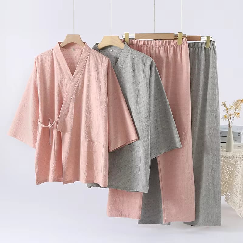 Luxurious Organic Cotton Japanese Kimono Pyjamas for Adults Women's Pajamas With Elastic Waist Quick Dry for Home Use