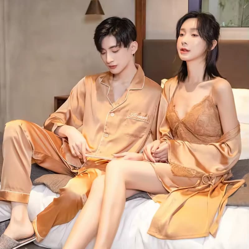 Couple Pajamas Women Sexy Sleepwear Set Sleepwear Spaghetti Strap Homewear Sleepwear Lady Set Silk Pajama for Woman
