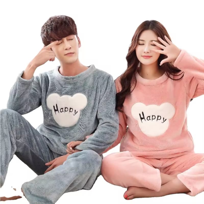 Best Choose High Quality Thick Flannel Warm Couple Sleepwear Matching Family Pajamas