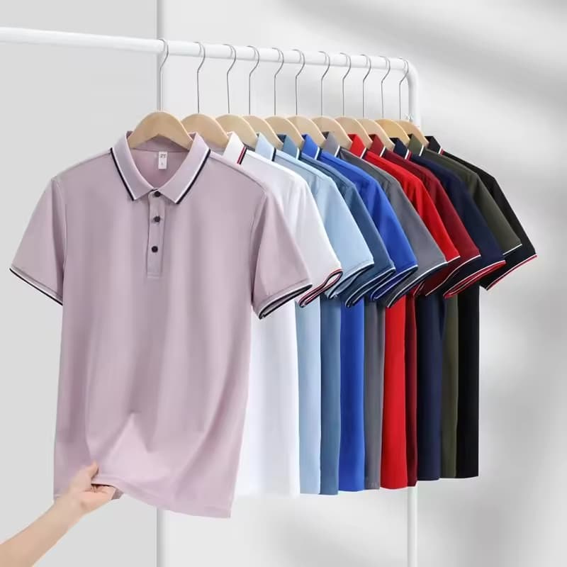 New Men's Polo Shirt Lapel Breathable Cotton Summer Top Solid Business Polo Short Sleeve