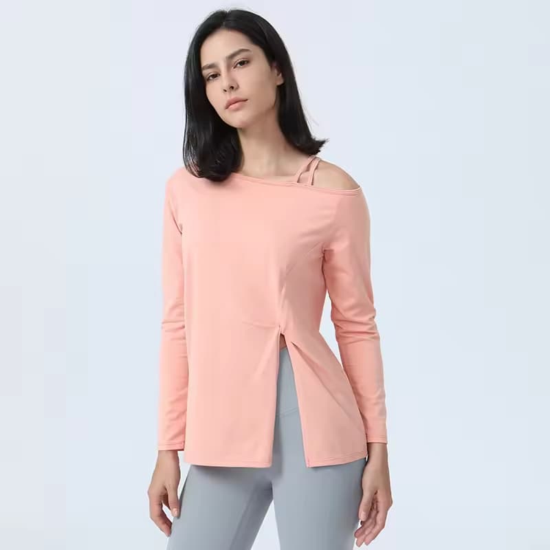 Eco Cotton Custom Sport Long Sleeve T Shirt for Women Breathable Quick Dry Recyclable Yoga Wear Fashion Trend