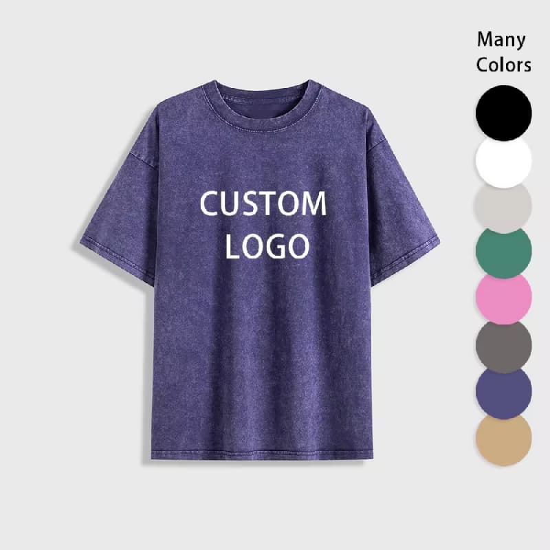 Wholesale Clothing Brand Custom Heavyweight 300 Gsm Plain Acid Men's T-Shirts Washed Out